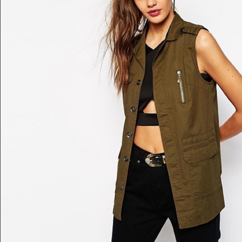 ASOS Daisy Street Utility Sleeveless Jacket Vest